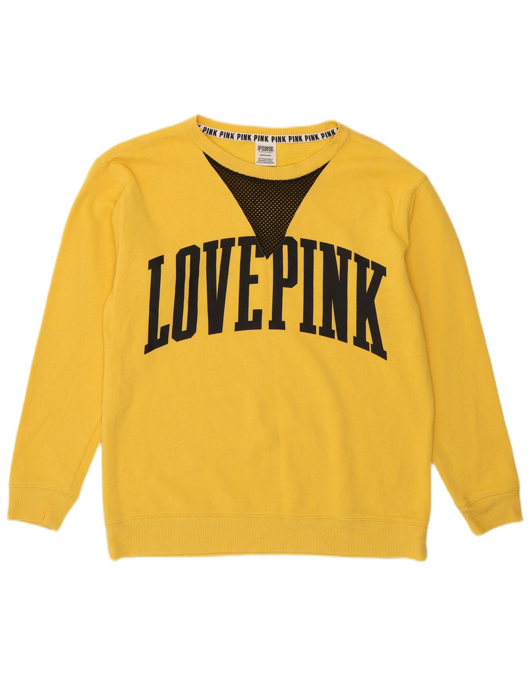 VICTORIAS SECRET Γυναικείο ροζ γραφικό φούτερ Jumper UK 10 Small Yellow