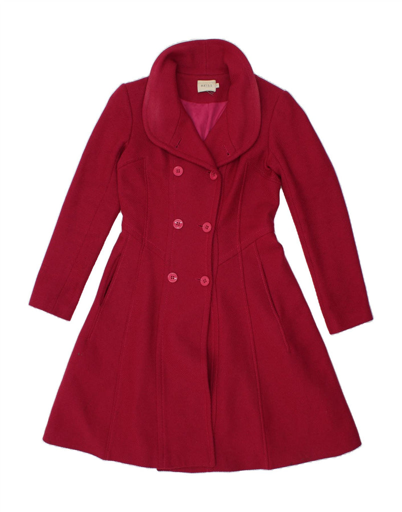 REISS Womens Double Breasted Coat UK 10 Small Pink Wool Vintage Reiss and Second-Hand Reiss from Messina Hembry 