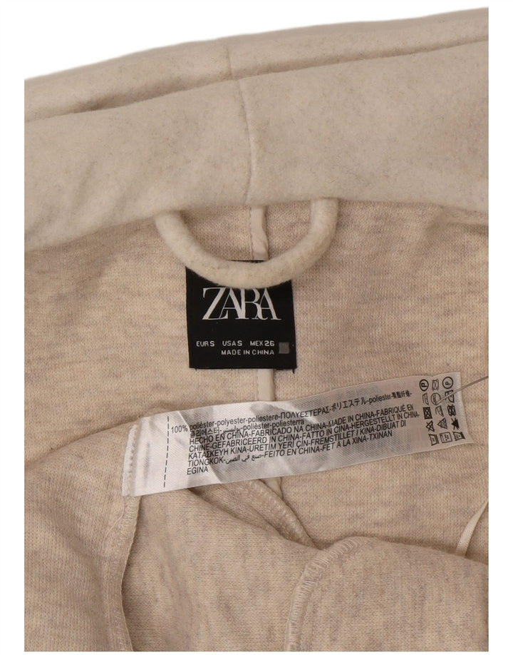 Zara Γυναικείο παλτό με κουκούλα υπερμεγέθη διπλό στήθος UK 10 Small Off White