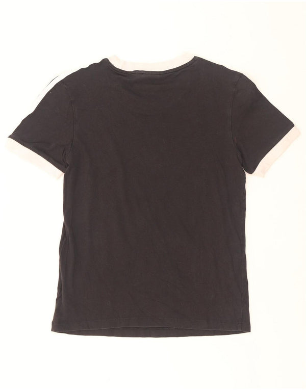 Adidas Γυναικείο T-Shirt Top UK 6 XS Μαύρο Colourblock Βαμβακερό