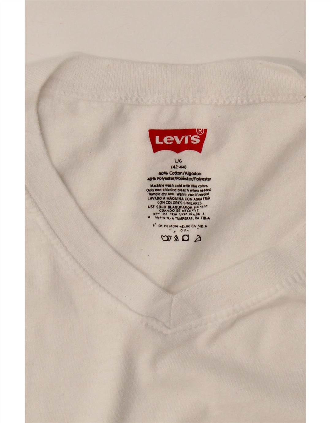LEVI'S Mens T-Shirt Top Size 42/44 Large White Cotton Vintage Levi's and Second-Hand Levi's from Messina Hembry 