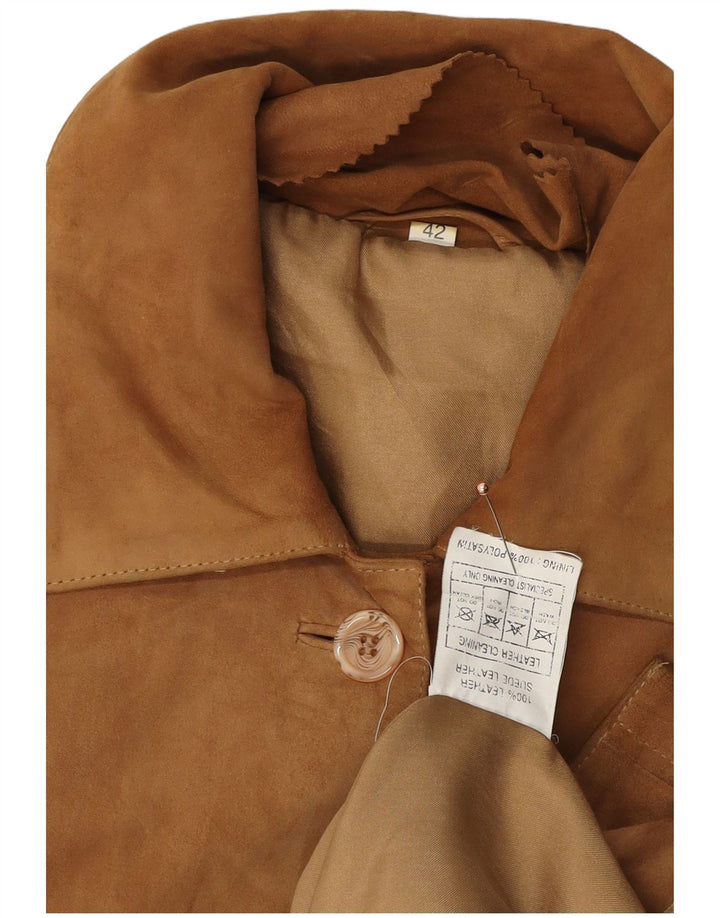 VINTAGE Γυναικείο Suede Jacket UK 16 Large Brown Δερμάτινο