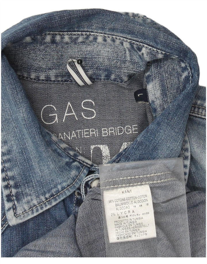 Ανδρικό τζιν πουκάμισο Gas Mens Acid Wash μεγάλο μπλε βαμβακερό