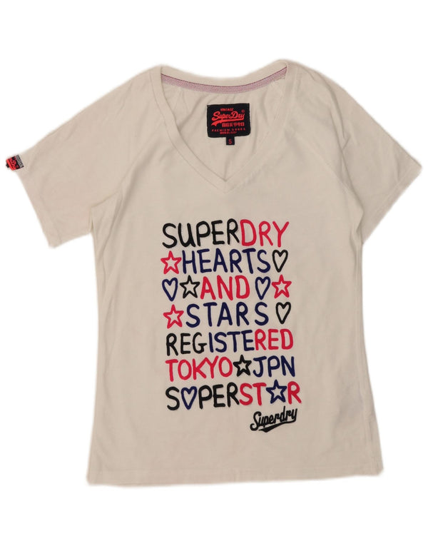 Superdry Γυναικείο T-Shirt Top UK 10 Small White Βαμβακερό