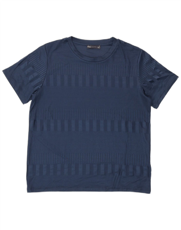MARKS & SPENCER Γυναικείο T-Shirt Top UK 16 Large Navy Blue ριγέ πολυεστέρας