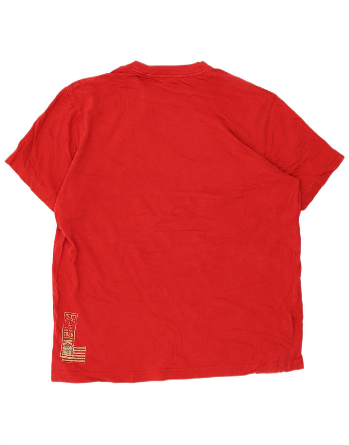 EDDIE BAUER Ανδρικό γραφικό T-Shirt Top μεγάλο κόκκινο βαμβακερό