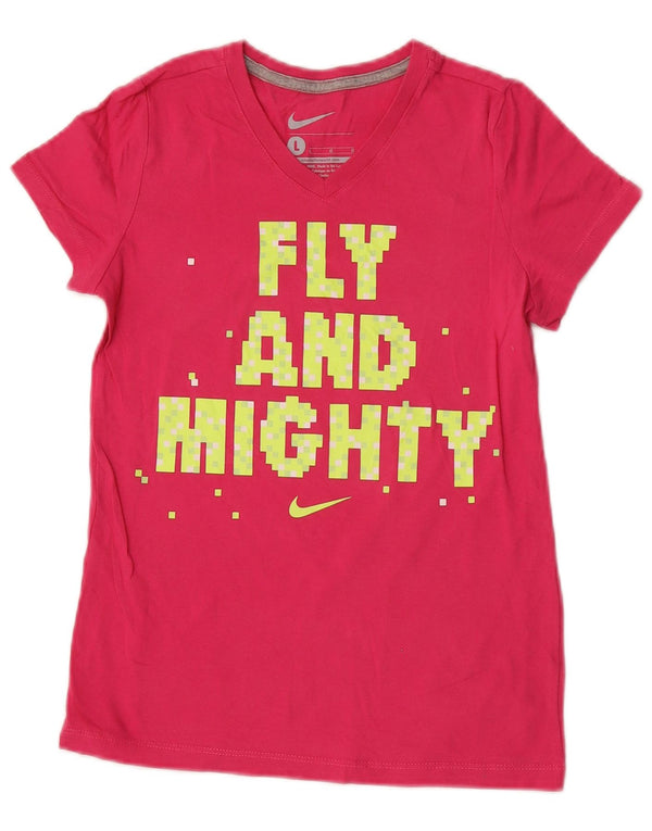 Γραφικό μπλουζάκι Nike Girls Top 12-13 ετών μεγάλο ροζ
