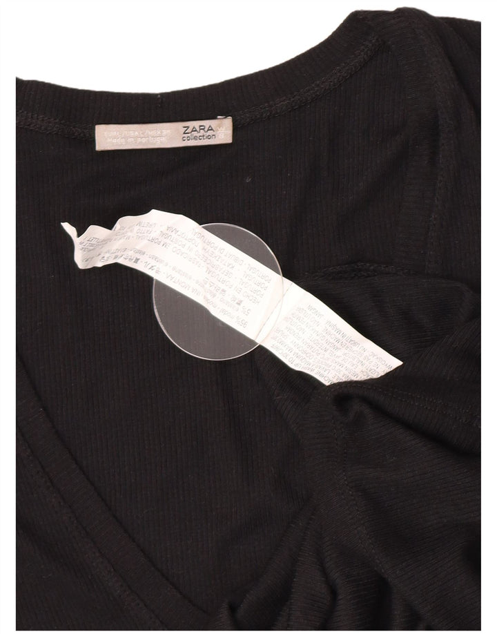 Zara γυναικείο τοπ μακρυμάνικο UK 14 Large Black Modal