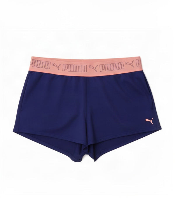 Puma Womens Graphic Sport Shorts UK 16 Large Blue Colourblock