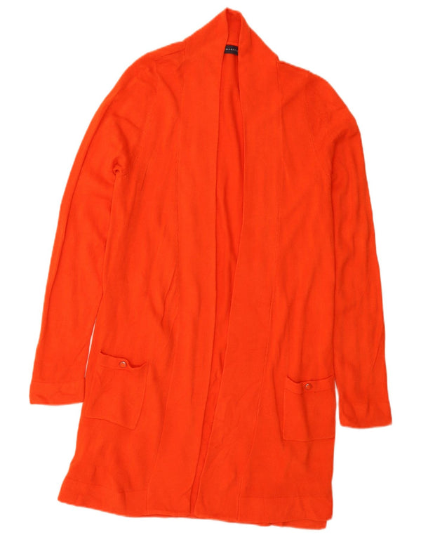 Marks & Spencer Γυναικείο Longline ανοιχτό πουλόβερ ζακέτα UK 12 Medium Orange