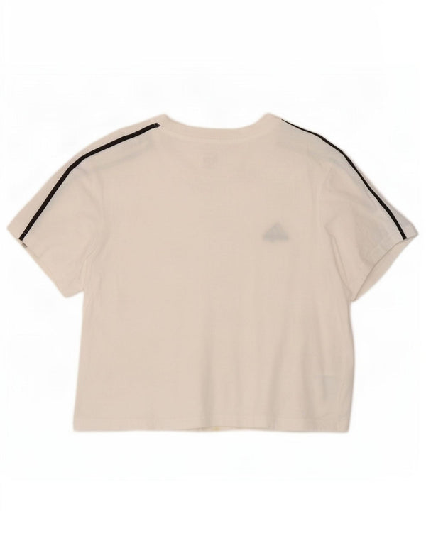 Γυναικείο T-shirt Adidas Crop Loose Fit Top UK 8/10 Μικρό λευκό βαμβακερό