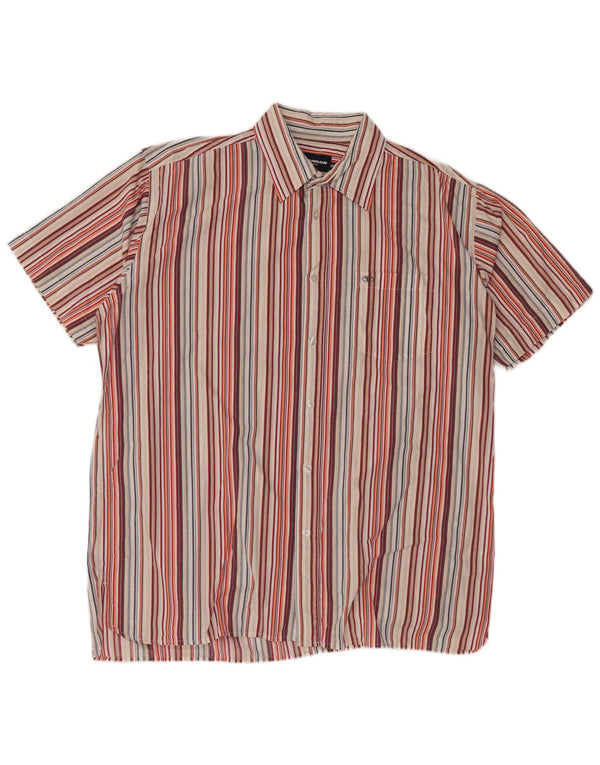 TOM TAILOR Ανδρικό κοντομάνικο πουκάμισο 2XL πολύχρωμο βαμβακερό ριγέ