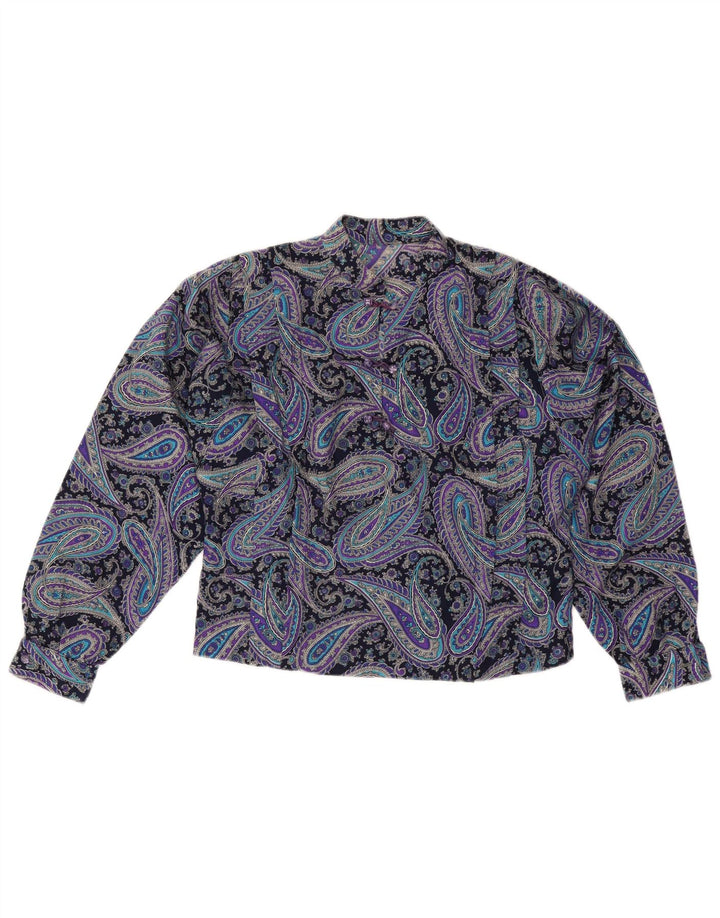 VINTAGE Γυναικεία Μπλούζα Τοπ UK 12 Medium Purple Paisley