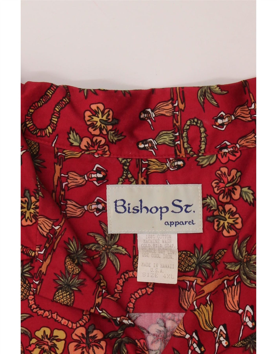 Ανδρικό κοντομάνικο πουκάμισο Bishop St. Apparel 4XL κόκκινο φλοράλ βαμβακερό