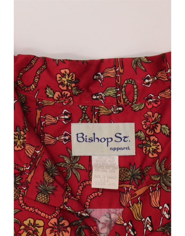 Ανδρικό κοντομάνικο πουκάμισο Bishop St. Apparel 4XL κόκκινο φλοράλ βαμβακερό