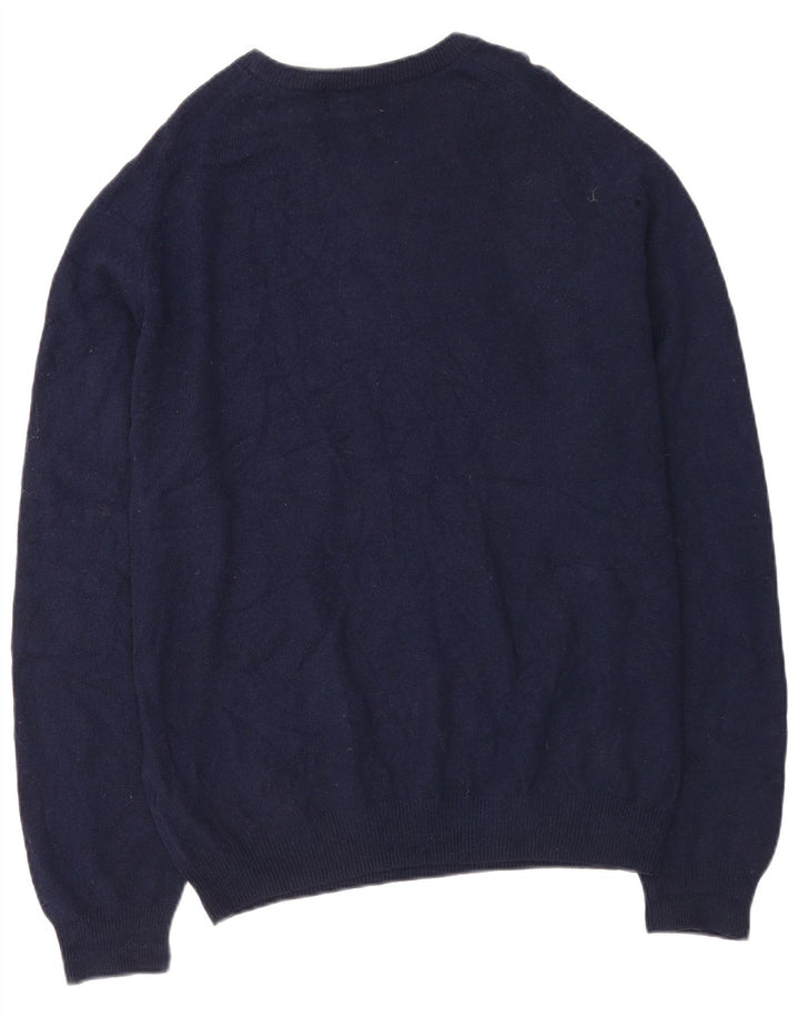 Marks & Spencer Ανδρικό πουλόβερ με λαιμόκοψη XL Navy Blue Lambswool