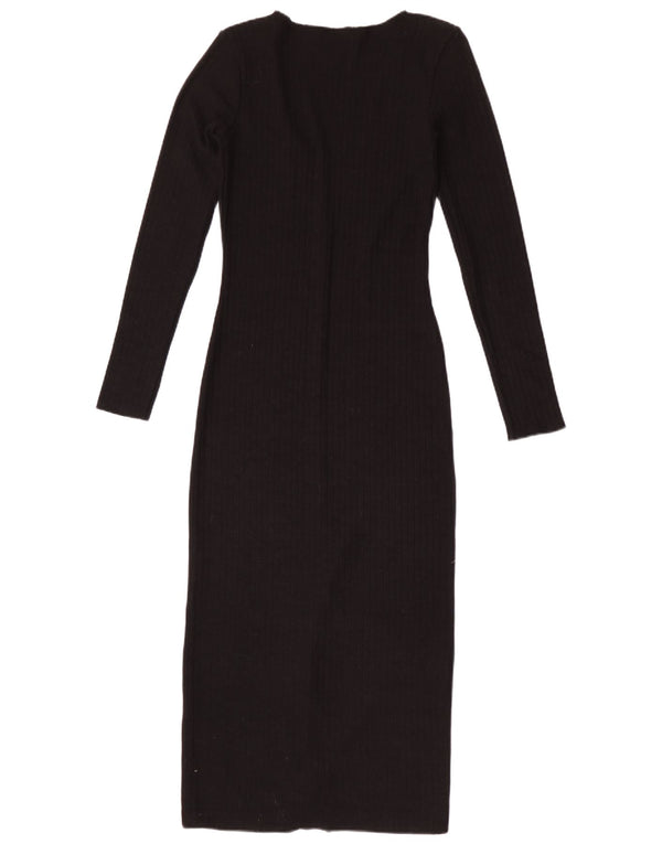 Zara Γυναικείο μάξι μακρυμάνικο φόρεμα UK 12 Medium μαύρο