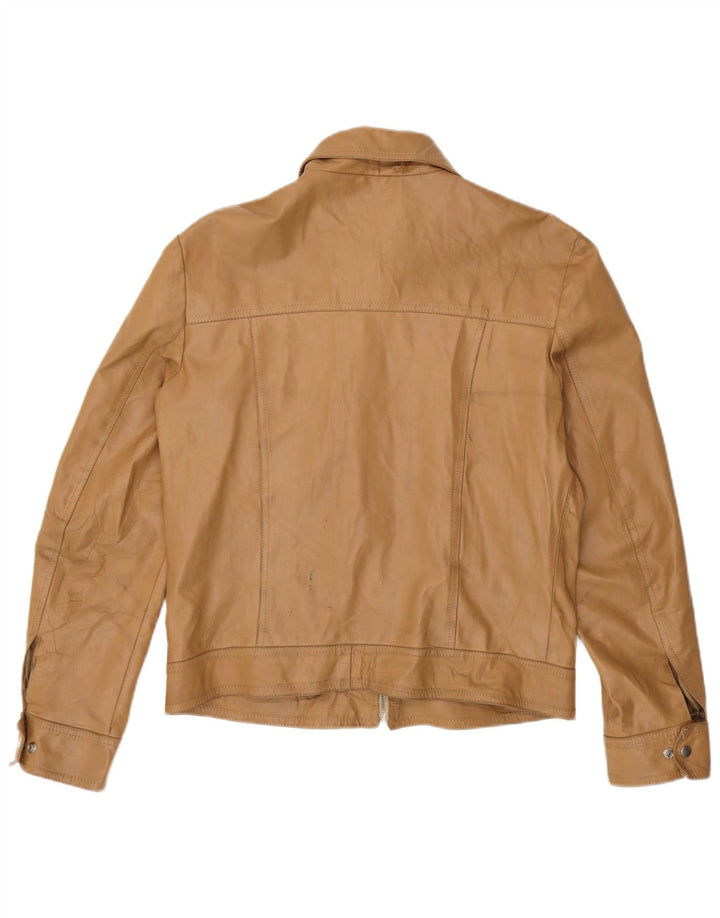 Vintage Γυναικείο Δερμάτινο Μπουφάν UK 18 XL Μπεζ Δερμάτινο