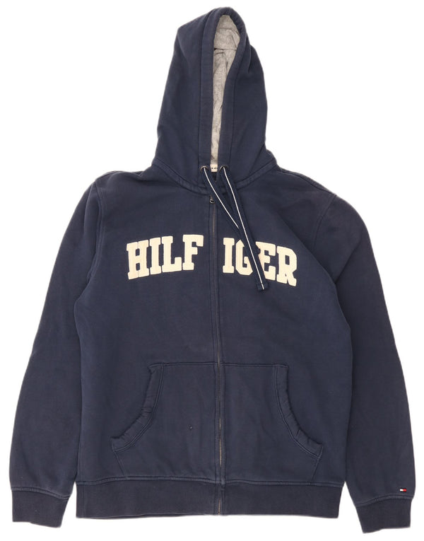 Ανδρικό πουλόβερ με κουκούλα με φερμουάρ Tommy Hilfiger Μεγάλο μπλε βαμβακερό
