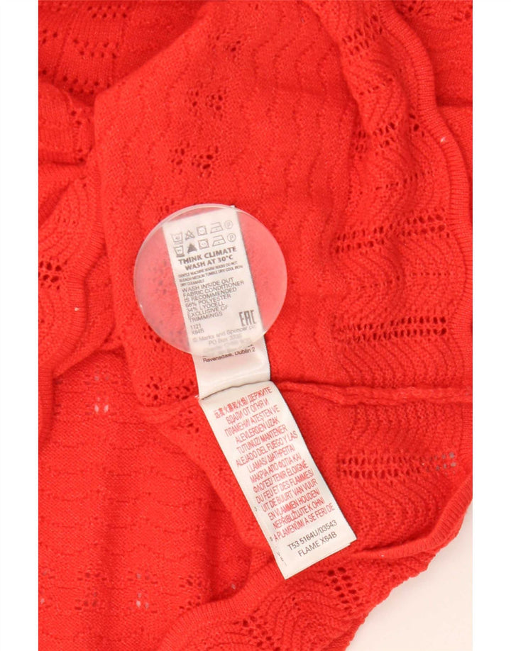 Marks & Spencer Γυναικείο πουλόβερ με λαιμόκοψη με V λαιμόκοψη UK 14 Μεσαίο κόκκινο πολυεστέρα