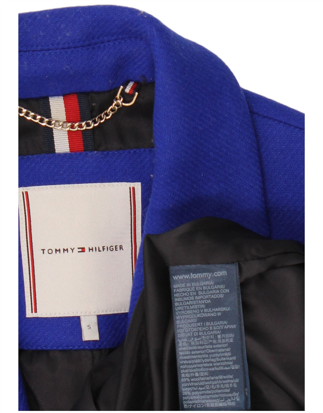 Tommy Hilfiger Γυναικείο Πανωφόρι UK 10 Small Blue Wool