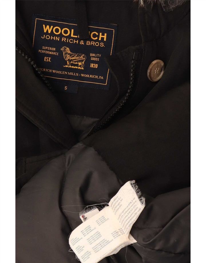 Woolrich Γυναικείο μπουφάν με κουκούλα UK 10 Small μαύρο βαμβακερό