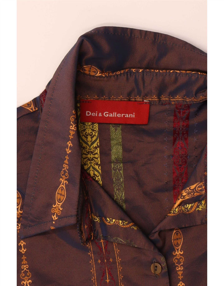 Vintage γυναικείο πουκάμισο μπλούζα UK 12 Medium Brown Paisley