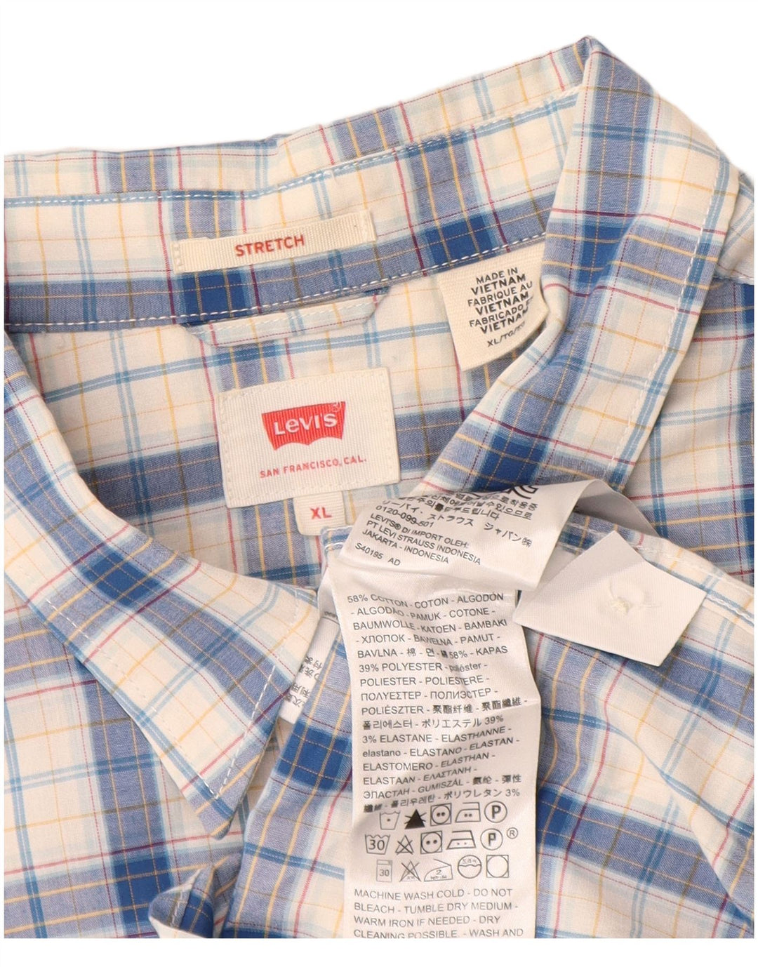 Ανδρικό κοντομάνικο πουκάμισο Levi's XL Blue Check Cotton