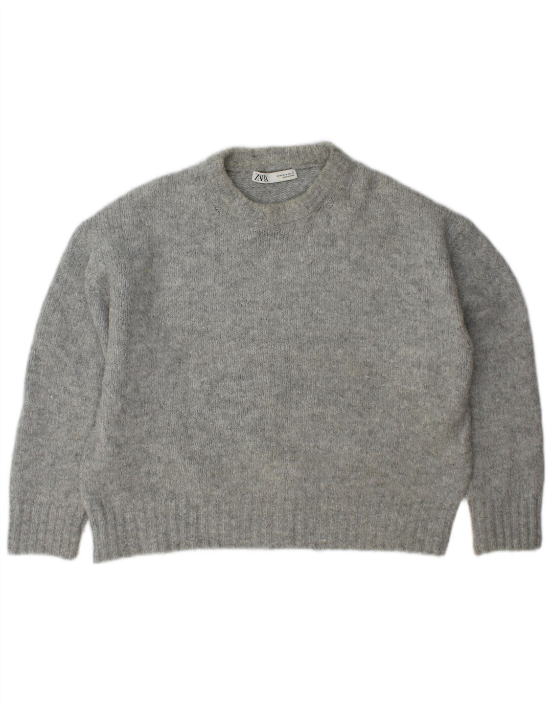 Zara γυναικείο πουλόβερ υπερμεγέθη Crew Neck Jumper UK 14 Medium Grey Acrylic