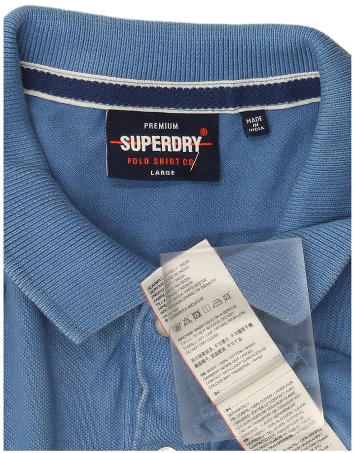 Ανδρικό πουκάμισο πόλο Superdry μεγάλο μπλε βαμβακερό