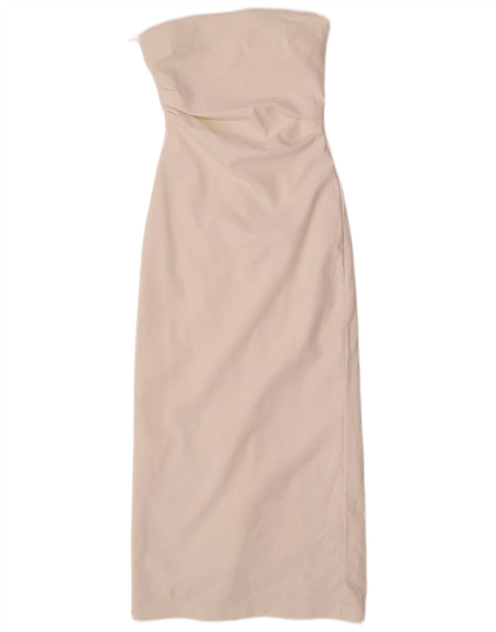 Zara Γυναικείο Στράπλες Φόρεμα UK 8 Small White Polyester