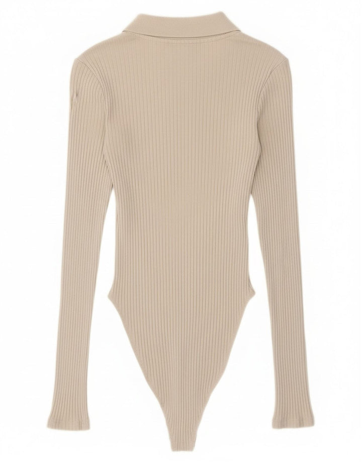 Zara Γυναικείο μακρυμάνικο κορμάκι UK 8 Small Beige βαμβακερό