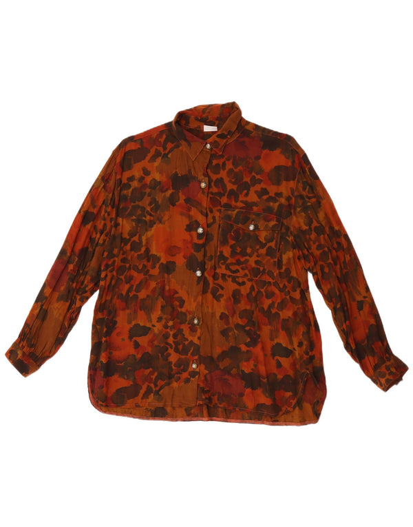 Frau Γυναικείο πουκάμισο Loose Fit IT 48 XL Καφέ Βισκόζη με στίγματα