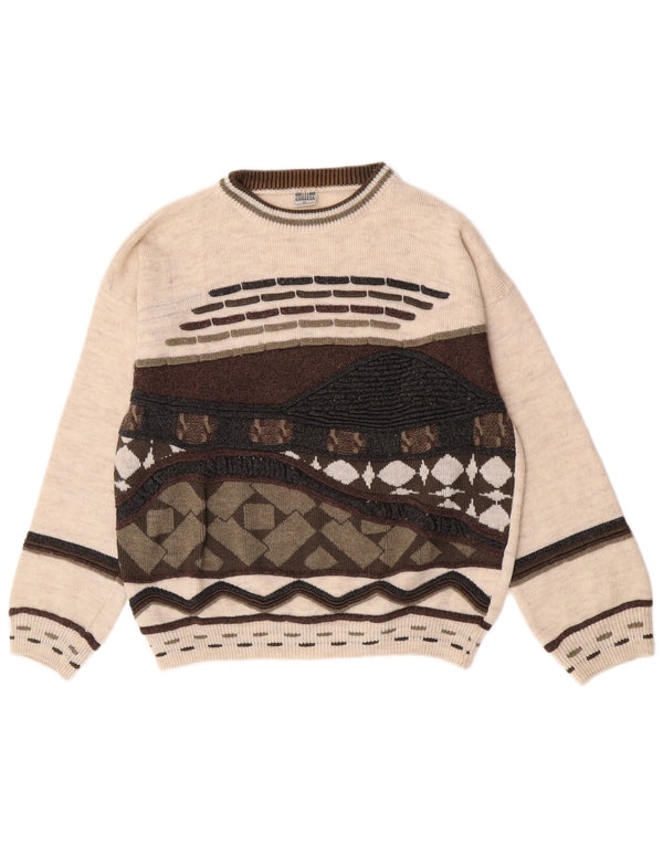 Ανδρικό πουλόβερ Via Cortesa Crew Neck Jumper Medium Beige γεωμετρικό ακρυλικό
