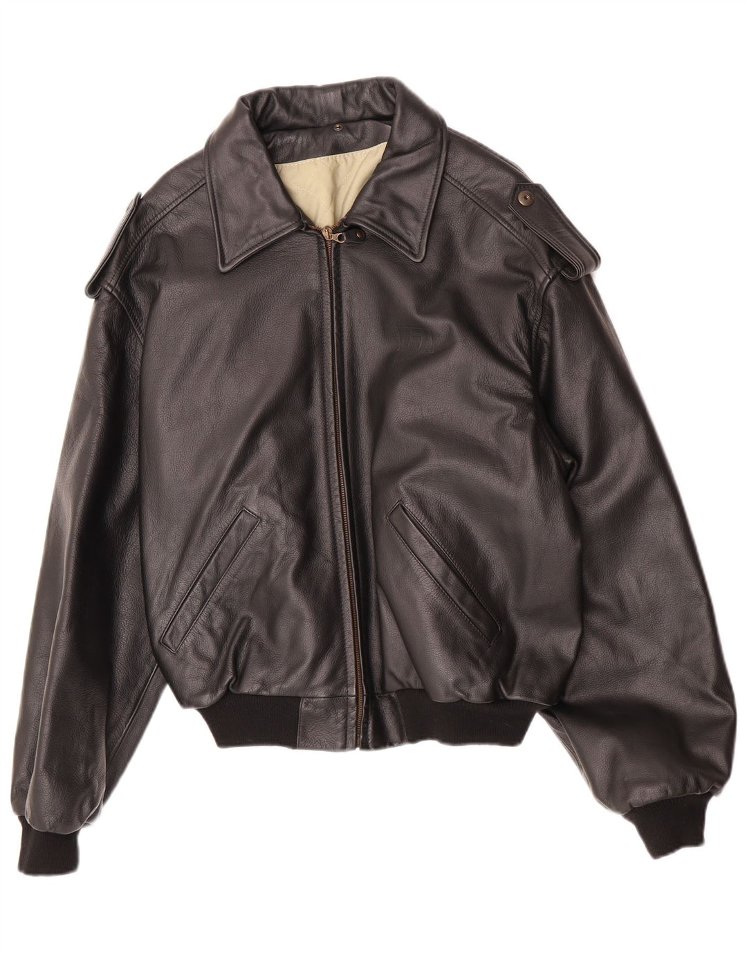 Vintage Ανδρικό Faux Leather Military Jacket IT 48/50 Medium Black