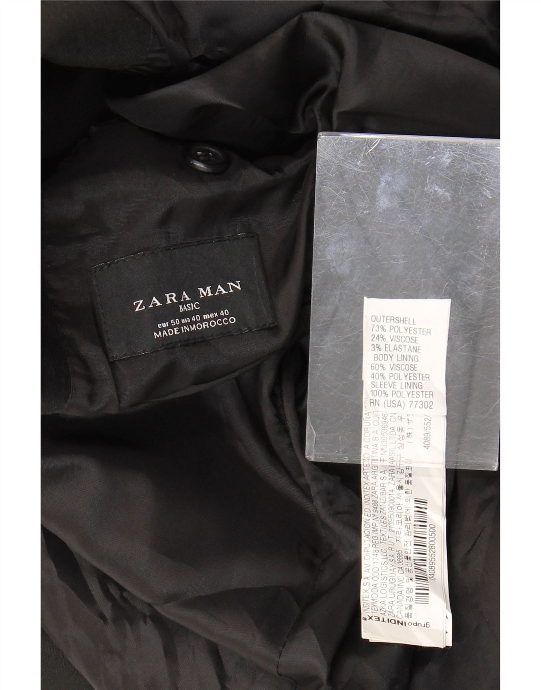 ZARA Ανδρικό τζάκετ μπλέιζερ με 2 κουμπιά EU 50 Μεσαίο μαύρο πολυεστέρα