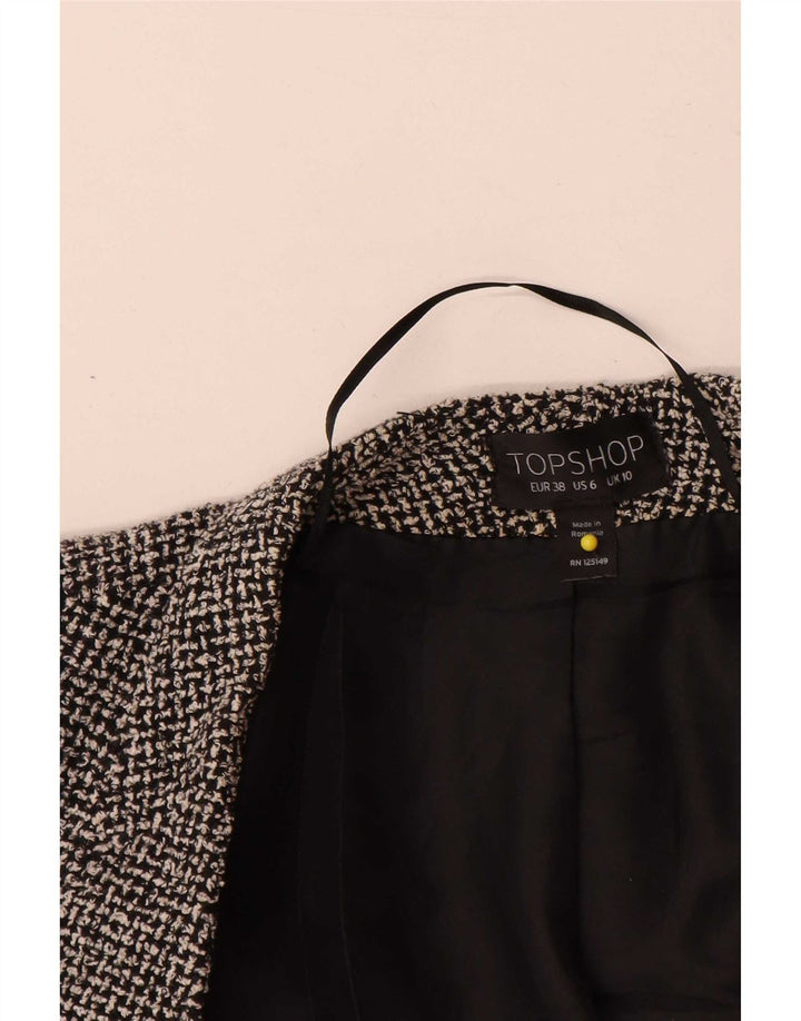 Topshop Γυναικείο Open Blazer Jacket UK 10 Small Black Check Cotton