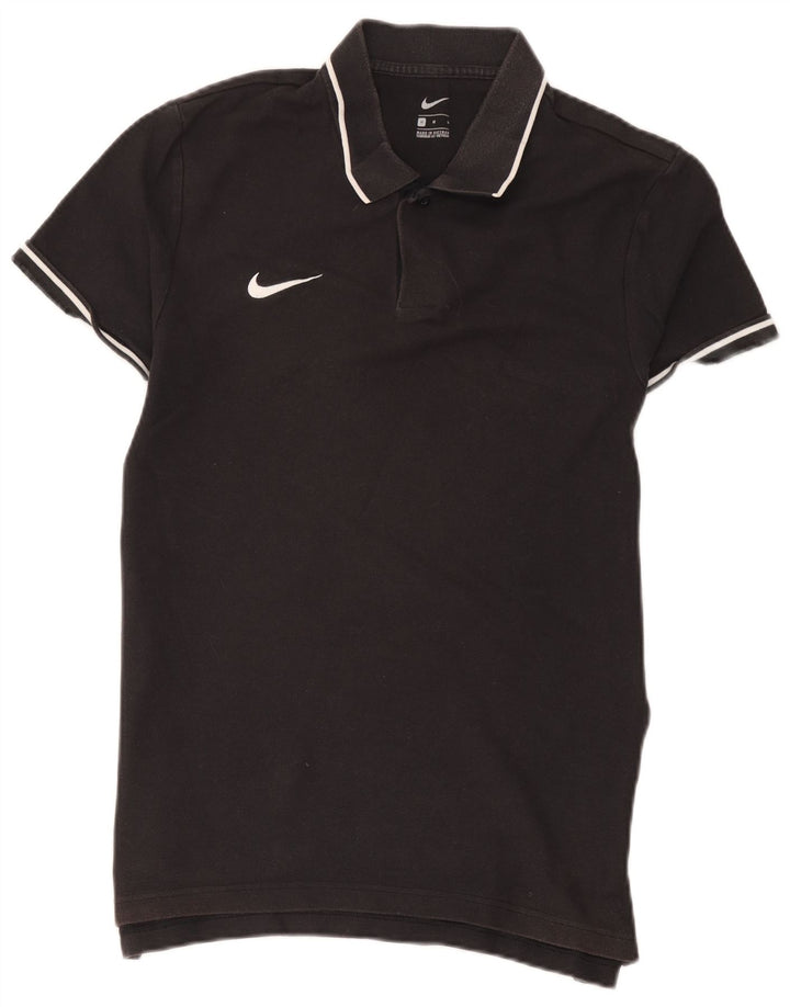 Ανδρικό μπλουζάκι πόλο NIKE, μεσαίο μαύρο ριγέ βαμβακερό