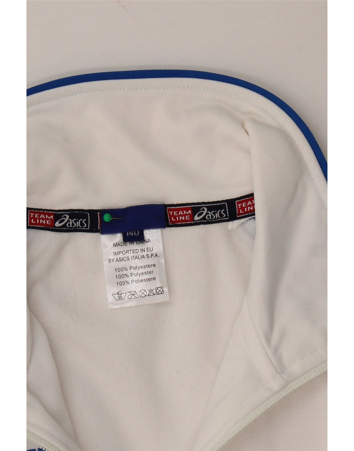 ASICS Boys Graphic Tracksuit Top Jacket 9-10 Years White Polyester Vintage Asics and Second-Hand Asics from Messina Hembry 