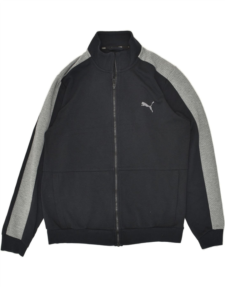 Ανδρική φόρμα αθλητικής φόρμας PUMA με γραφικό τζάκετ, μεγάλο μαύρο χρώμα, βαμβακερό