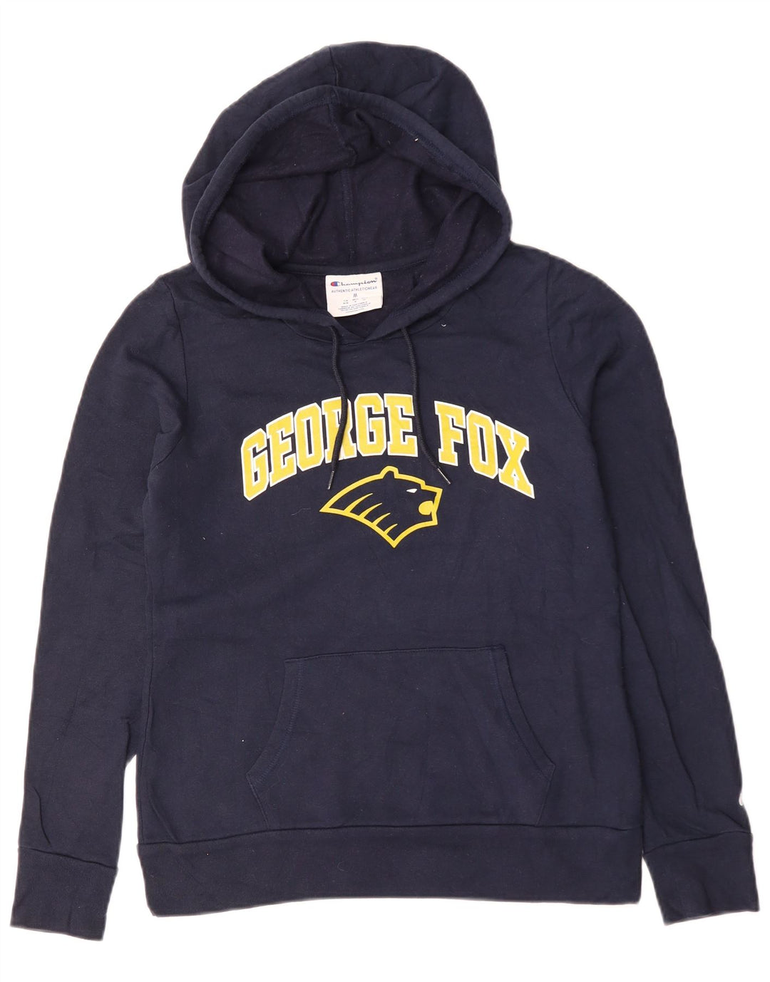 Champion Womens George Fox University Hoodie Jumper UK 14 Medium Navy Blue