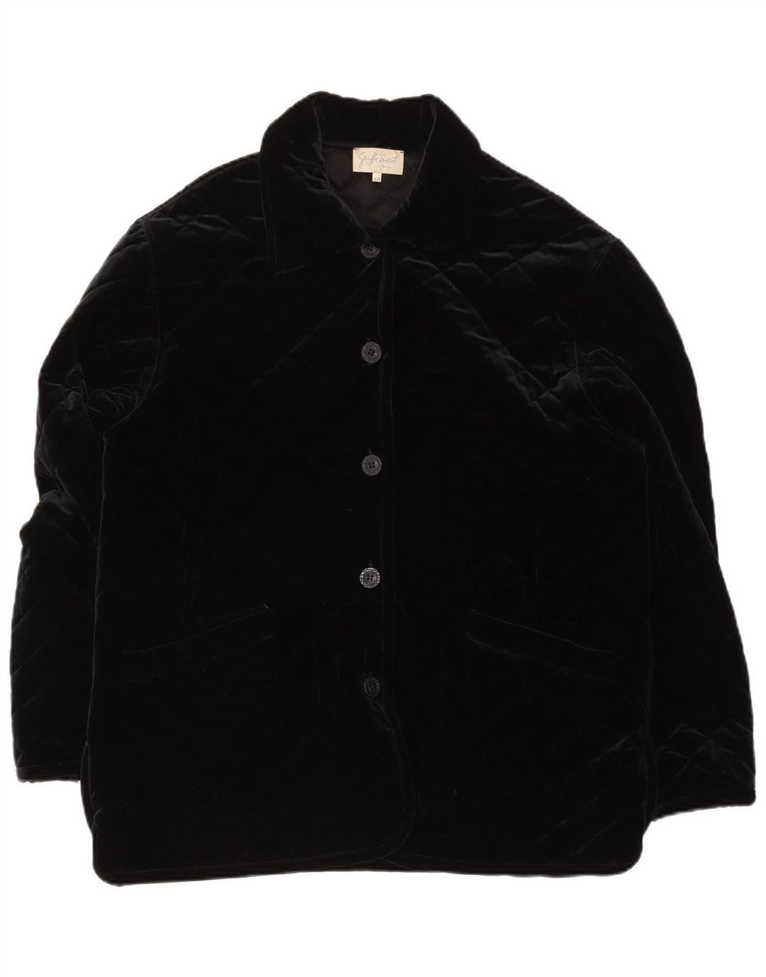 Vintage Γυναικείο Βελούδινο Καπιτονέ Μπουφάν IT 48 XL Μαύρο Πολυαμίδιο