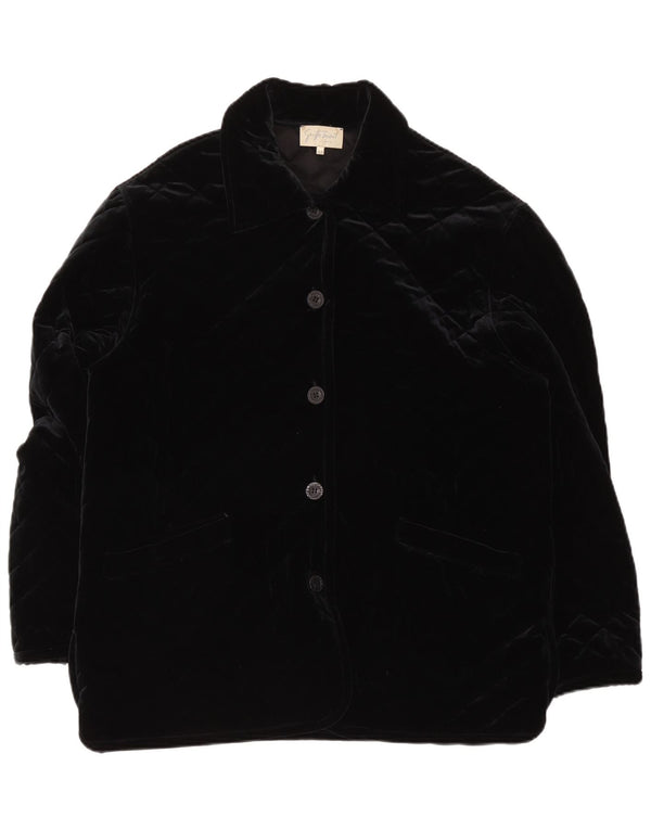 Vintage Γυναικείο Βελούδινο Καπιτονέ Μπουφάν IT 48 XL Μαύρο Πολυαμίδιο