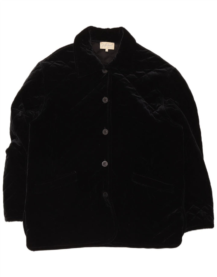 Vintage Γυναικείο Βελούδινο Καπιτονέ Μπουφάν IT 48 XL Μαύρο Πολυαμίδιο