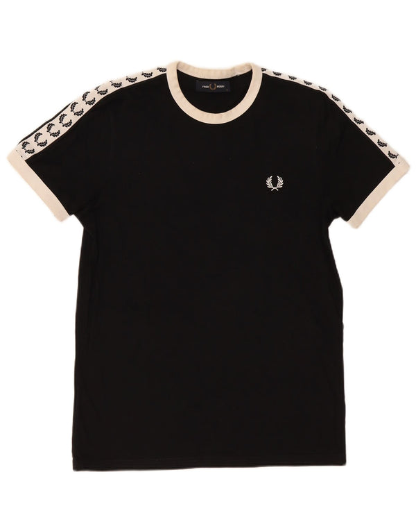 Fred Perry Ανδρικό γραφικό T-Shirt Top XS Μαύρο Colourblock Βαμβακερό