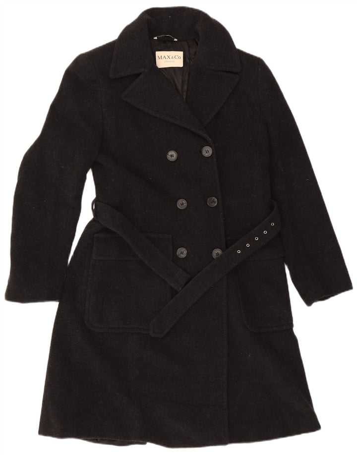 Max & Co. Γυναικείο παλτό με διπλό στήθος UK 10 Small Black Wool