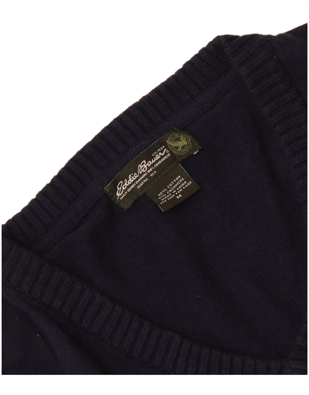 Eddie Bauer Ανδρικό πουλόβερ με λαιμόκοψη με λαιμόκοψη, μεσαίο μπλε βαμβακερό