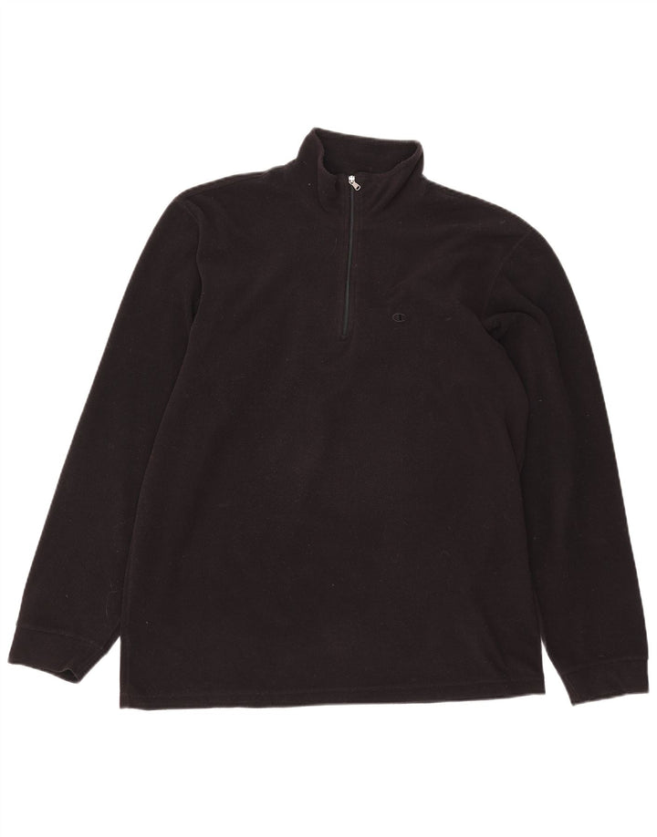 Champion Ανδρικό φερμουάρ Fleece Jumper Μεγάλος Μαύρος Πολυεστέρας
