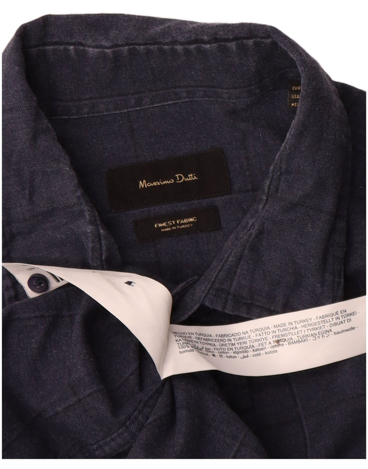 Ανδρικό πουκάμισο Massimo Dutti, Μεγάλο μπλε ναυτικό, βαμβακερό