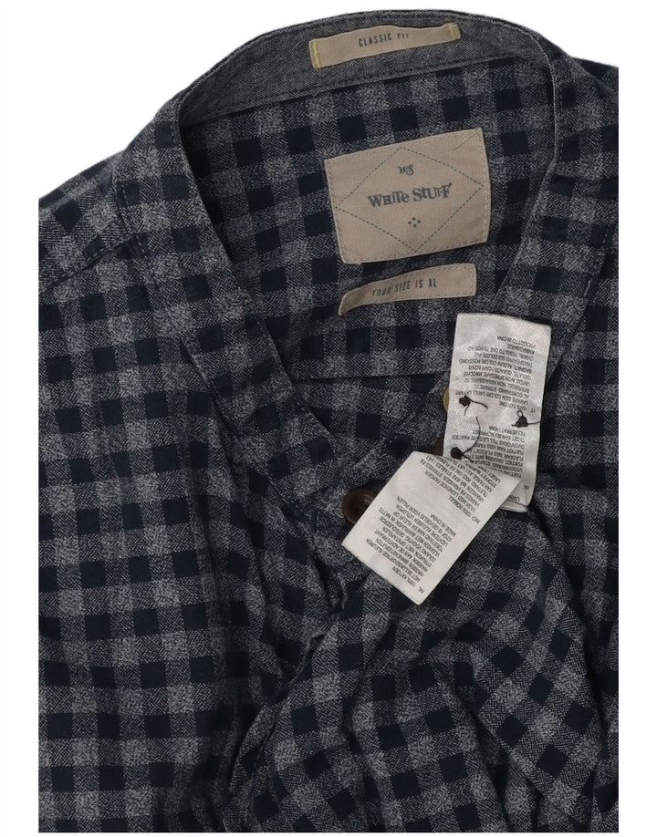 White Stuff Ανδρικό πουκάμισο Classic Fit XL Blue Gingham Cotton